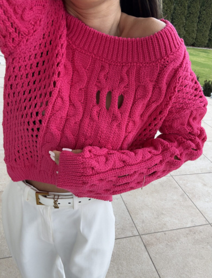 Sweter z kaszmirem fuksja